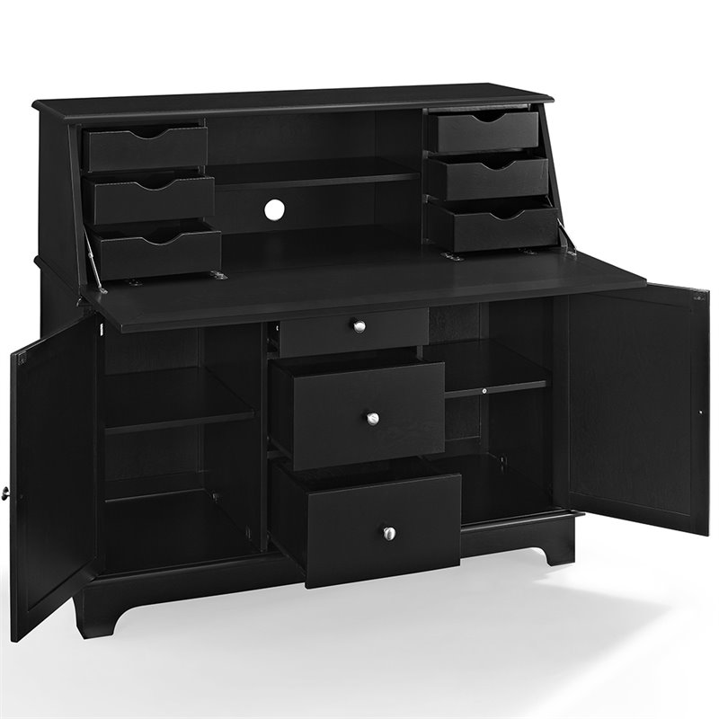 Crosley Sullivan Secretary Desk in Black | Cymax Business