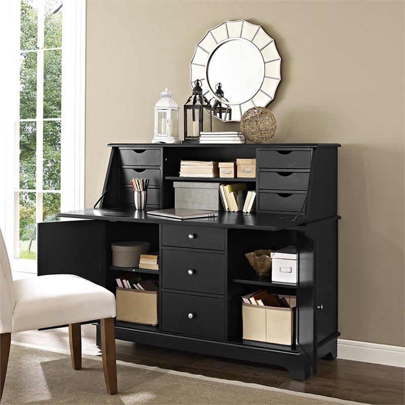 Crosley Sullivan Secretary Desk in Black | Cymax Business