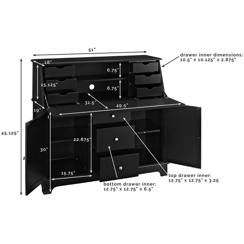 Crosley Sullivan Secretary Desk in Black