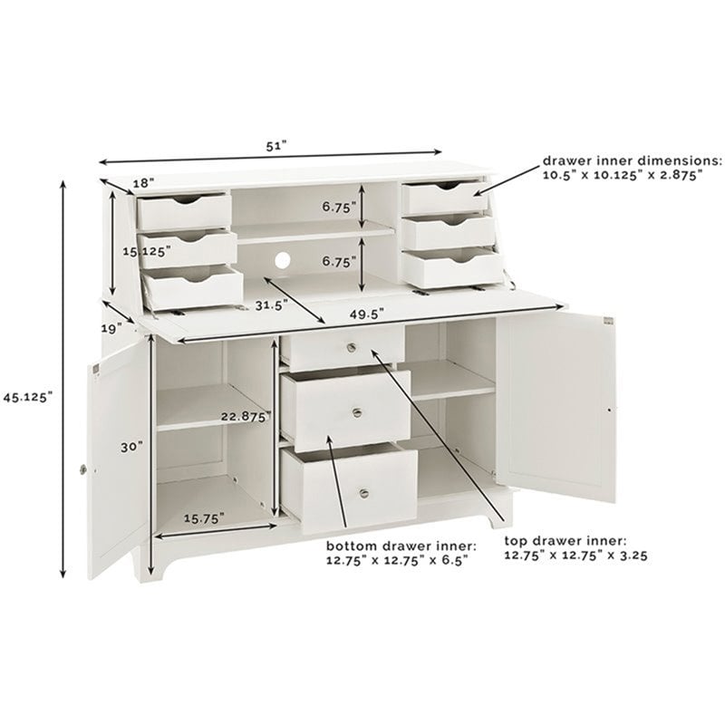 sullivan white secretary desk