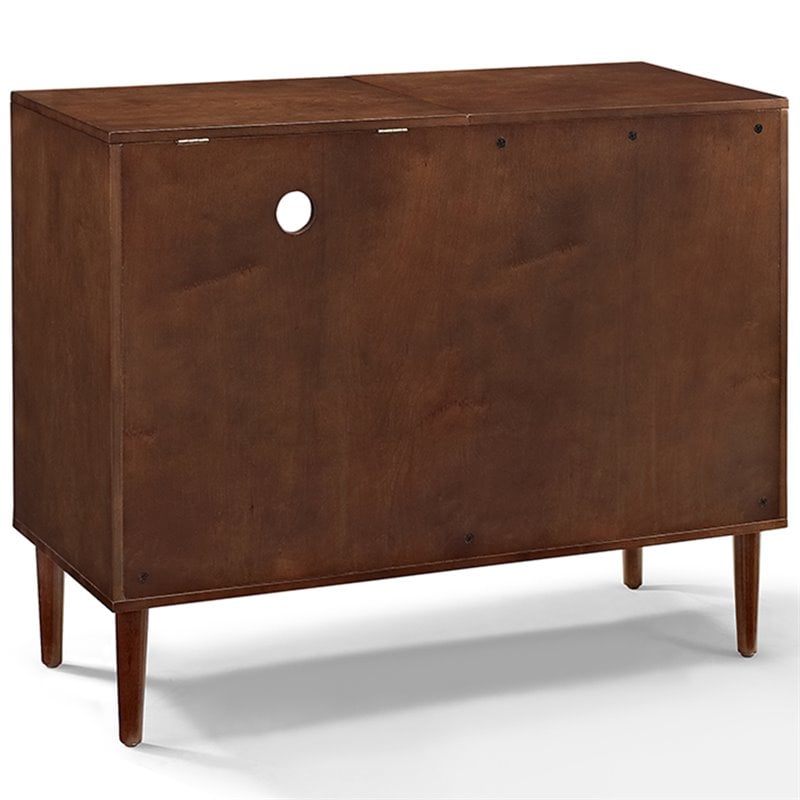 Crosley Furniture Everett Wood Media Console Table in Mahogany/Gold