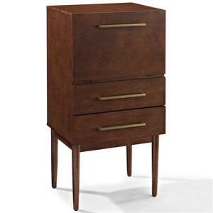 crosley everett 2 drawer bar cabinet in mahogany