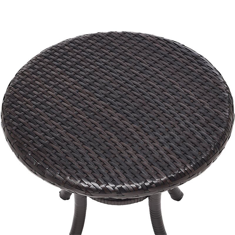 Crosley Palm Harbor Outdoor Wicker Round End Table in Brown - CO7217-BR