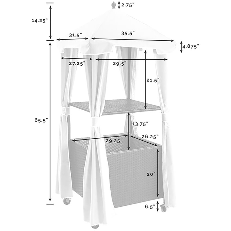 Crosley Furniture Palm Coastal Metal / Rattan Towel Valet with Cover in Tan