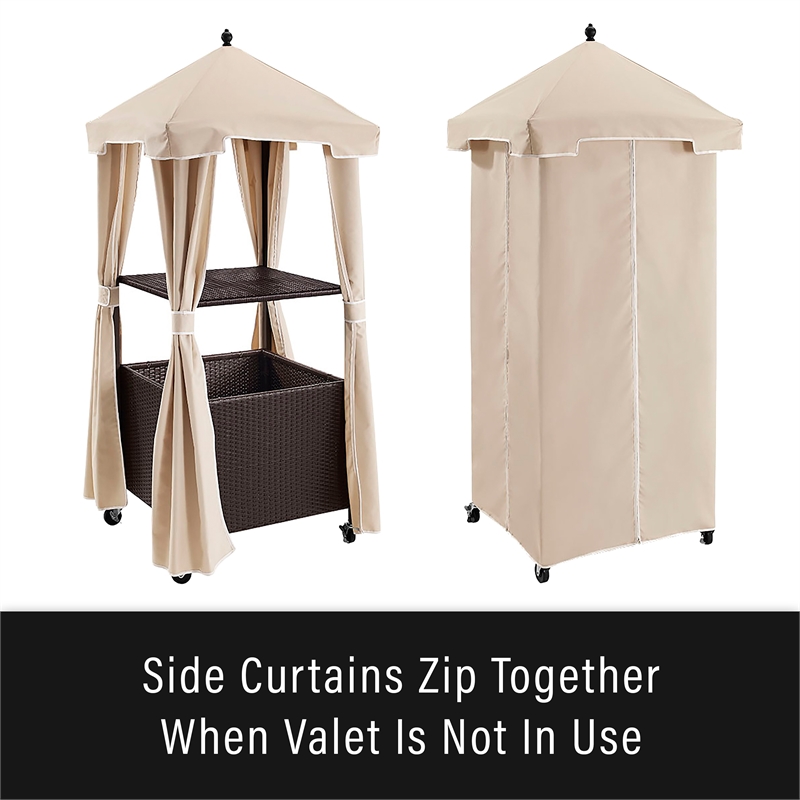 Crosley Furniture Palm Coastal Metal / Rattan Towel Valet with Cover in Tan