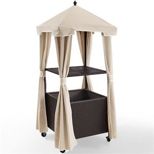crosley palm harbor wicker patio towel valet with cover in cream