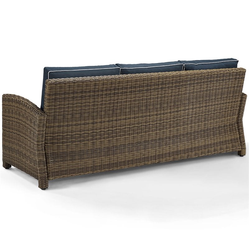 Crosley Furniture Bradenton Polyester Fabric Patio Sofa in Brown/Navy