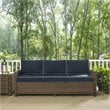 Crosley Furniture Bradenton Polyester Fabric Patio Sofa in Brown/Navy