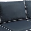Crosley Furniture Bradenton Polyester Fabric Patio Sofa in Brown/Navy