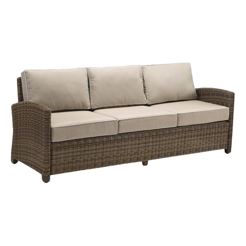 Crosley Furniture Bradenton Outdoor Fabric Patio Sofa in Brown/Sand