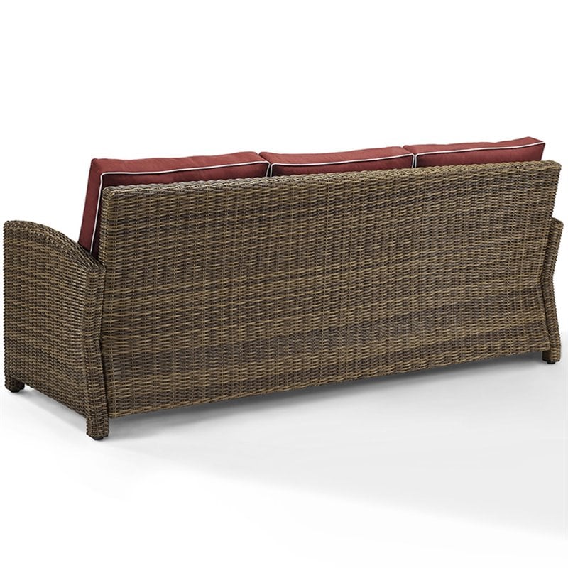 Crosley Furniture Bradenton Fabric Patio Sofa in Brown and Red
