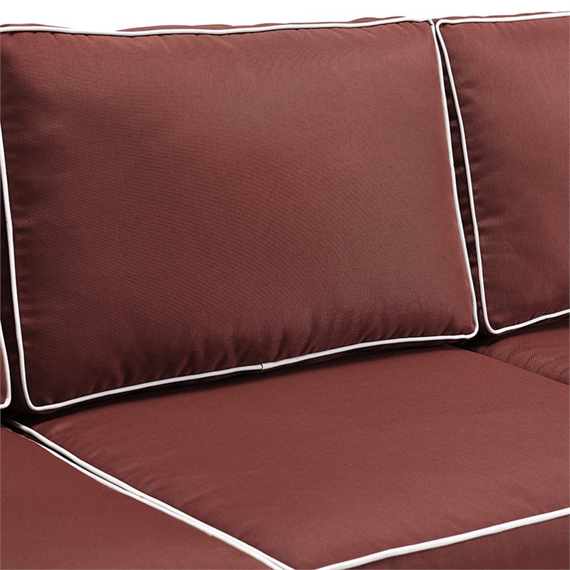 Crosley Furniture Bradenton Fabric Patio Sofa in Brown and Red