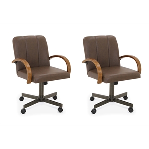 chromcraft douglas swivel dining arm chair in chestnut and bronze (set of 2)