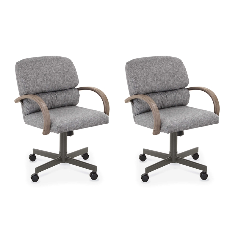 Chromcraft Douglas Fabric Upholstered Swivel Dining Chair in Sea Gray (Set of 2)