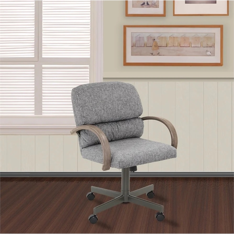 Chromcraft Douglas Fabric Upholstered Swivel Dining Chair in Sea Gray (Set of 2)