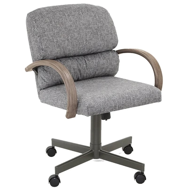 Chromcraft Douglas Fabric Upholstered Swivel Dining Chair in Sea Gray (Set of 2)