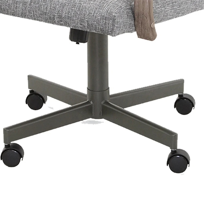 Chromcraft Douglas Fabric Upholstered Swivel Dining Chair in Sea Gray (Set of 2)