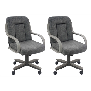 chromcraft douglas swivel dining arm chair in sea gray and gray (set of 2)