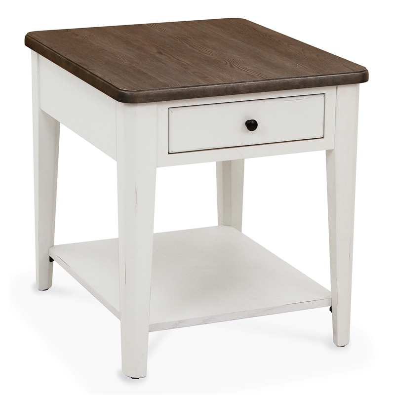 Casual Choice Solid Wood End Table in Light Gray and White Finish