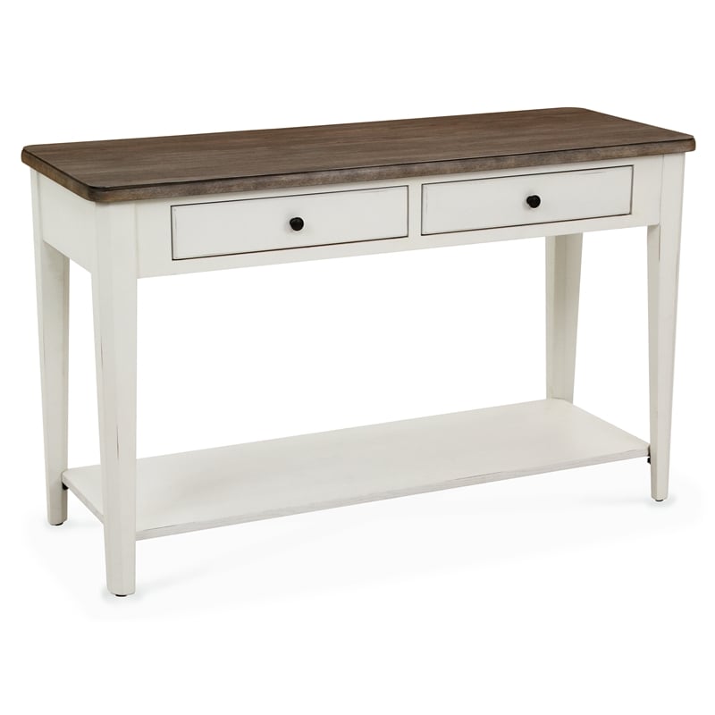 Casual Choice Solid Wood Sofa Table in Light Gray and White Finish