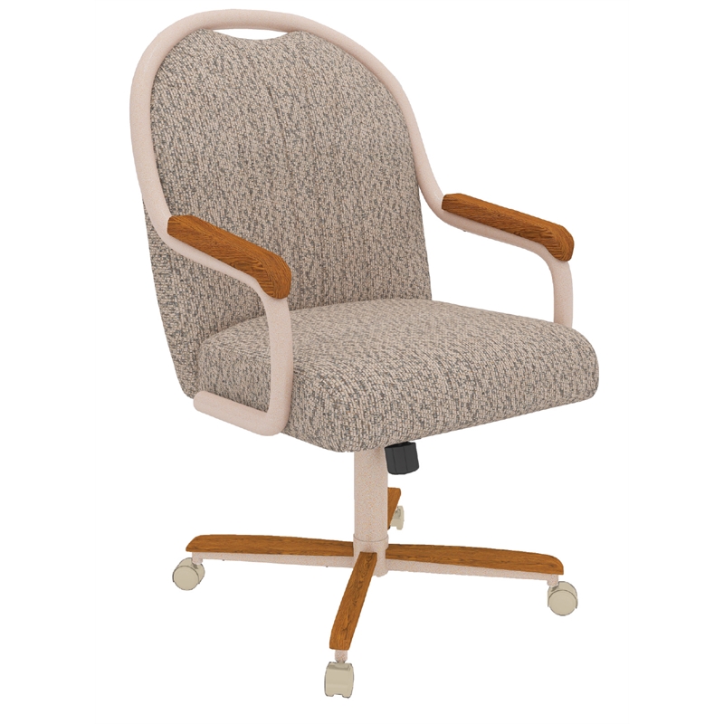 Chromcraft Douglas Swivel Dining Arm Chair in Chestnut and Light Sand (Set of 2)