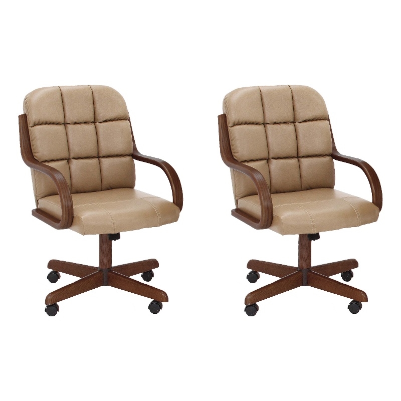 Chromcraft Douglas Swivel Dining Arm Chair in Walnut Wood Finish (Set of 2)