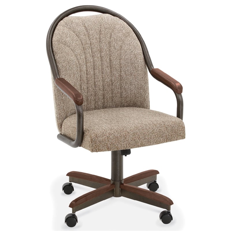 Chromcraft Douglas Swivel Dining Chair in Walnut and Texture Bronze (Set of 2)