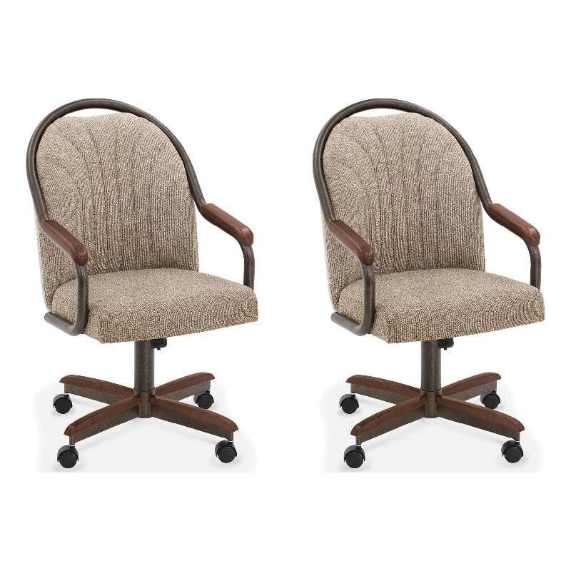 Chromcraft Douglas Swivel Dining Chair in Walnut and Texture Bronze (Set of 2)