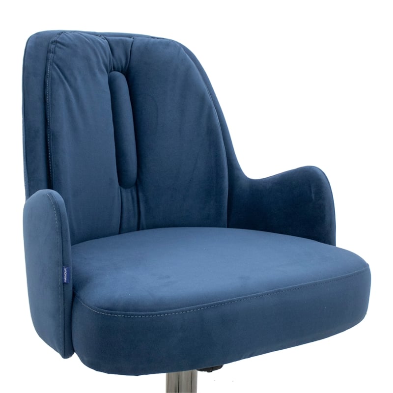 Chromcraft Fabric Dining Upholstered Caster Chair in Antonio Navy set of 2