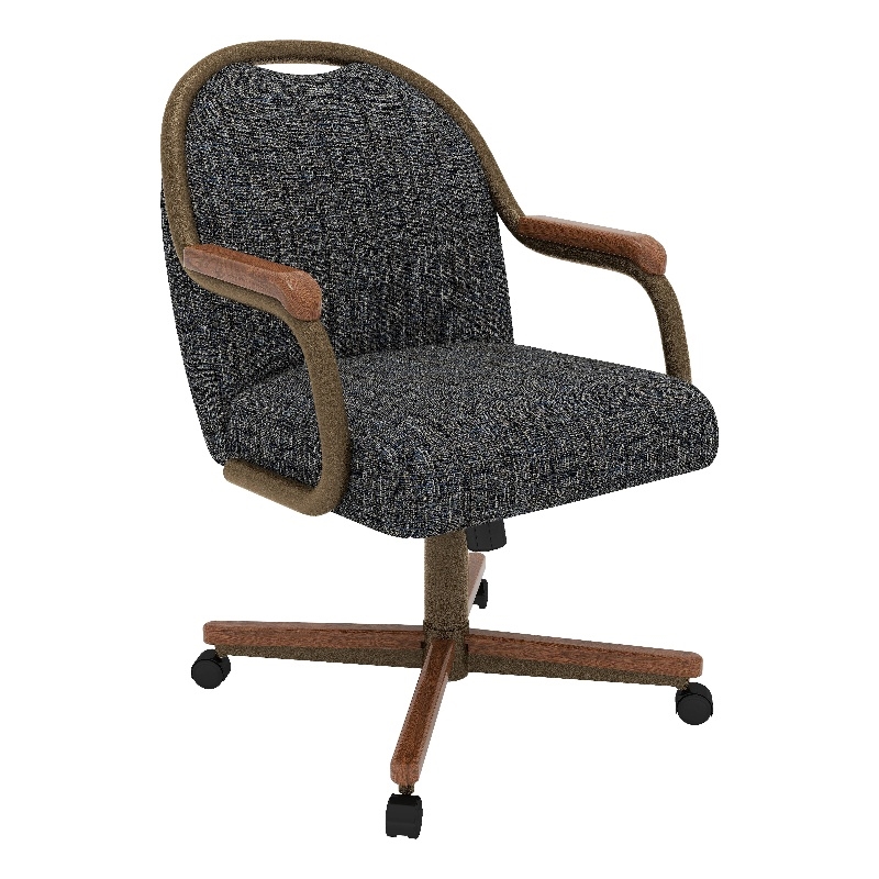 Chromcraft CM188 Caster Dining Chair in Solid Wood Walnut and Bronze Finish