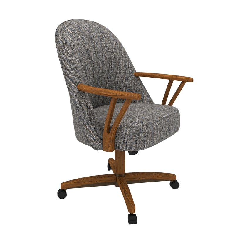 Chromcraft CM127 Caster Dining Chair in Solid Wood Chestnut Finish