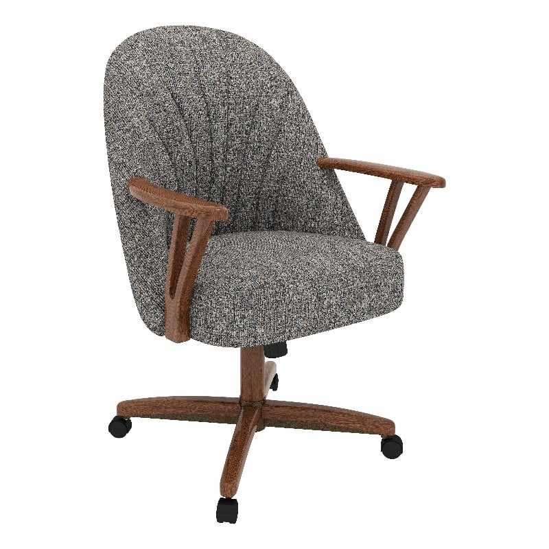 Chromcraft CM127 Caster Dining Chair in Solid Wood Walnut Finish