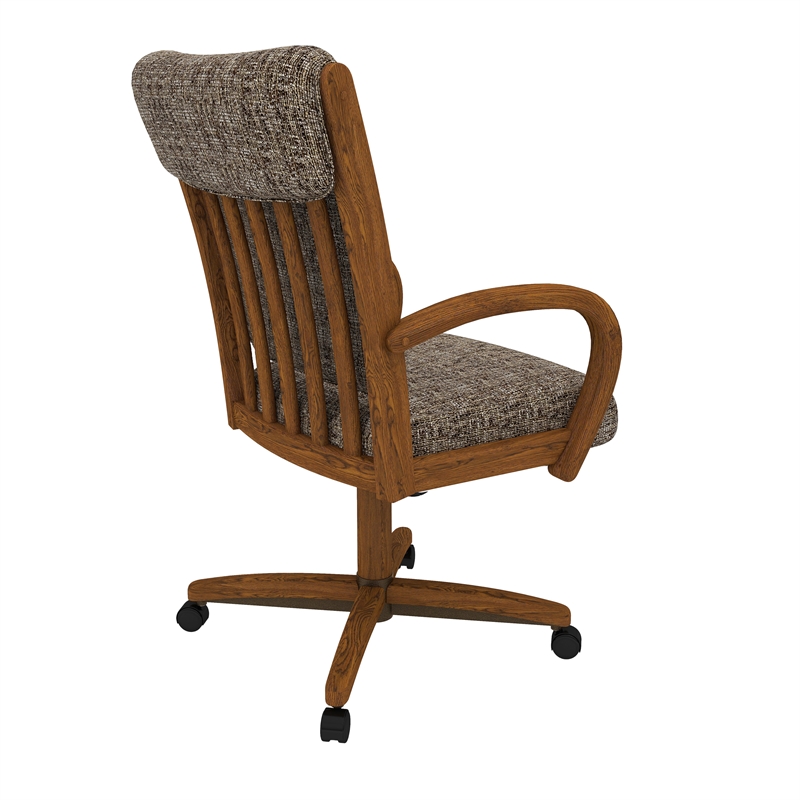 Chromcraft CM177 Solid Wood Caster Dining Chair in Chestnut Finish