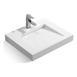 dax solid surface rectangular single bowl top mount bathroom basin - matte black
