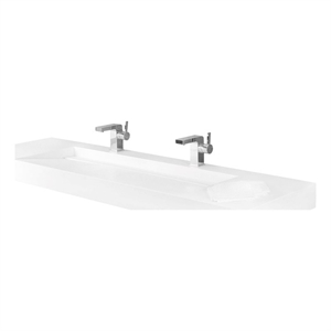 dax solid surface rectangular double bowl top mount bathroom basin