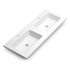 dax mara matt white basin solid surface double bowl 48 inches