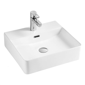 dax ceramic square single bowl bathroom vessel basin in white