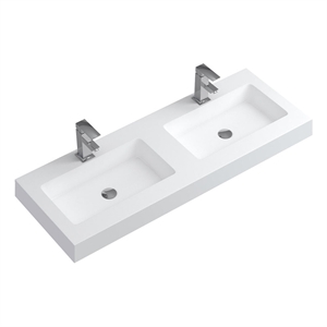 dax bayside double vanity top 48 inches w/ integrated matte basin in white