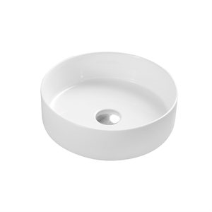 dax ceramic round bathroom vessel basin white glossy - (14