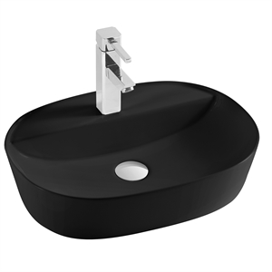 dax ceramic oval bathroom vessel basin black matt - (20