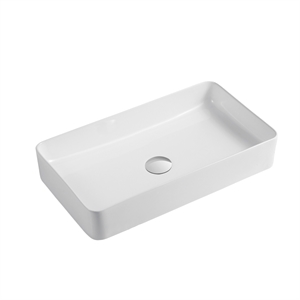 dax ceramic rectangle bathroom vessel basin white glossy - (24