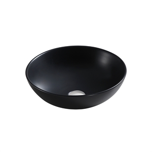 dax ceramic round bathroom vessel basin black matt - (16