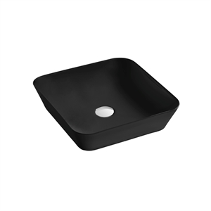 dax ceramic square bathroom vessel basin black matt - (17