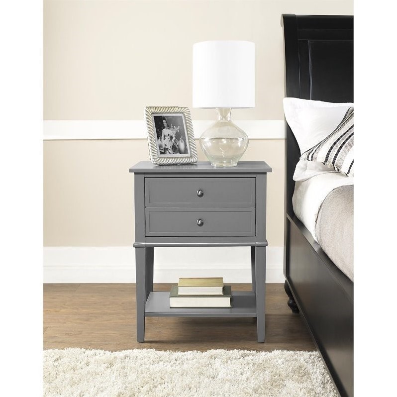 Altra Furniture Franklin 2 Drawer Accent Table in Gray