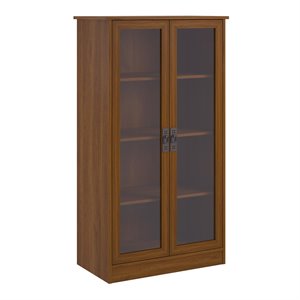 ameriwood home 4-shelf glass door barrister bookcase in inspire cherry