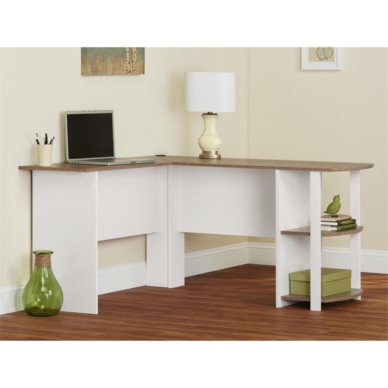 Altra Furniture Dakota L Shape Desk in White and Sonoma Oak