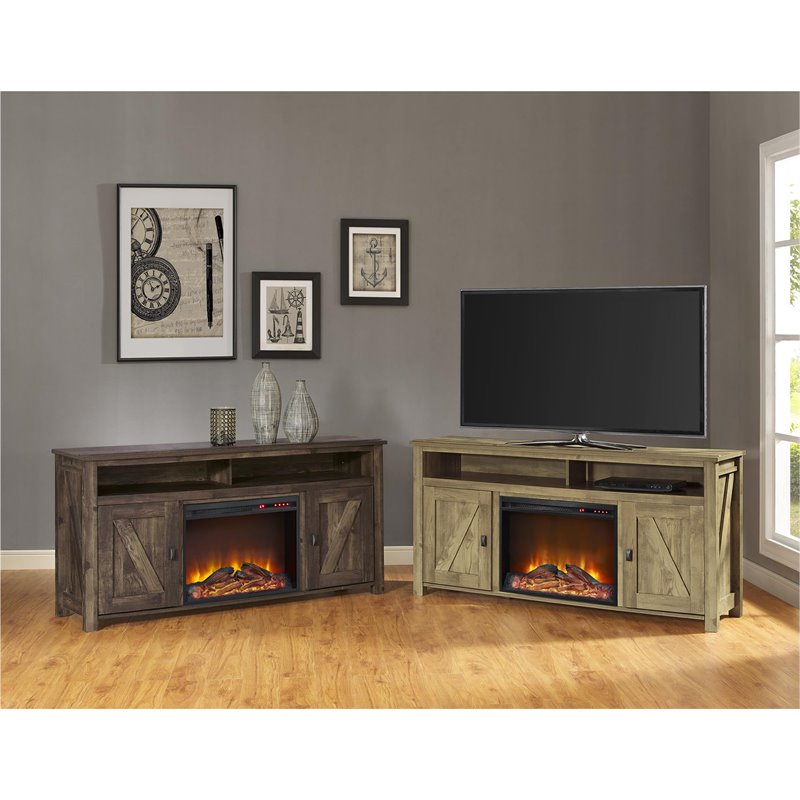 Altra Furniture Farmington 60'' Fireplace TV Stand in Heritage Pine