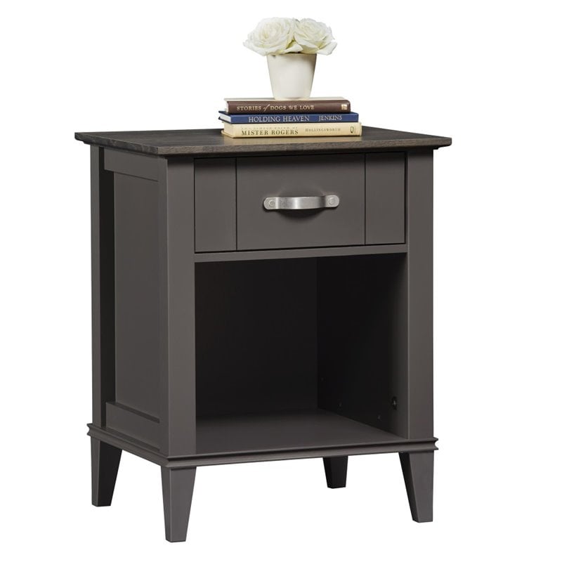 Nightstand in Two Tone Brown and Dark Gray