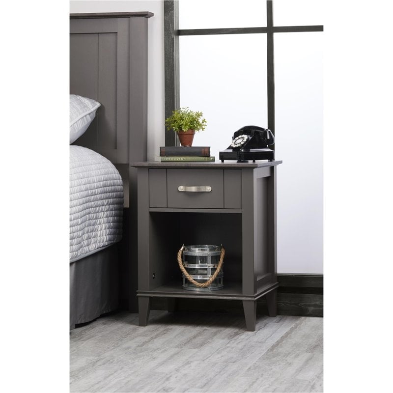 Altra Furniture Quinn Nightstand In Two Tone Brown And Dark Gray 5746408com