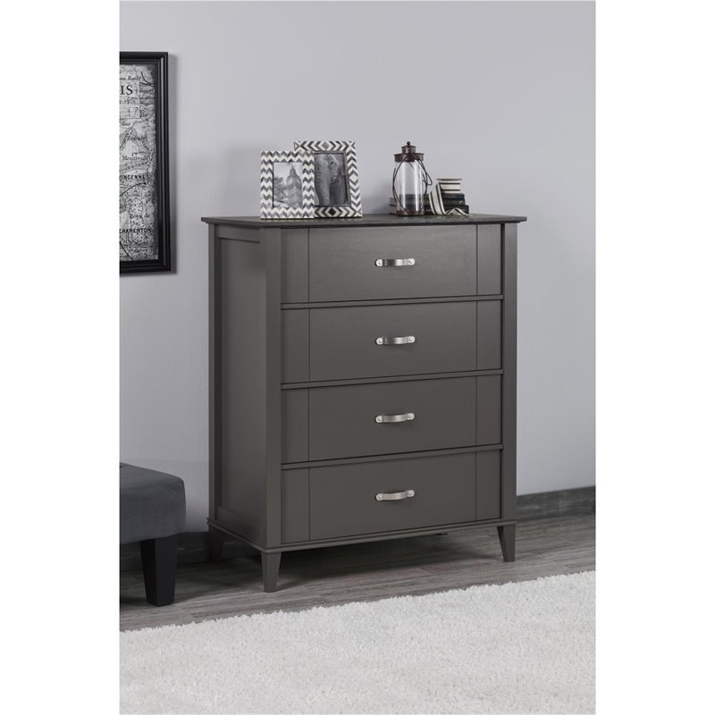 Altra Furniture Quinn 4 Drawer Dresser In Two Tone Brown And Dark